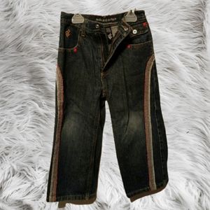G) Roca Wear Boys Jeans Size 4 Dark Wash Denim Red Stitching Hip Hop Streetwear